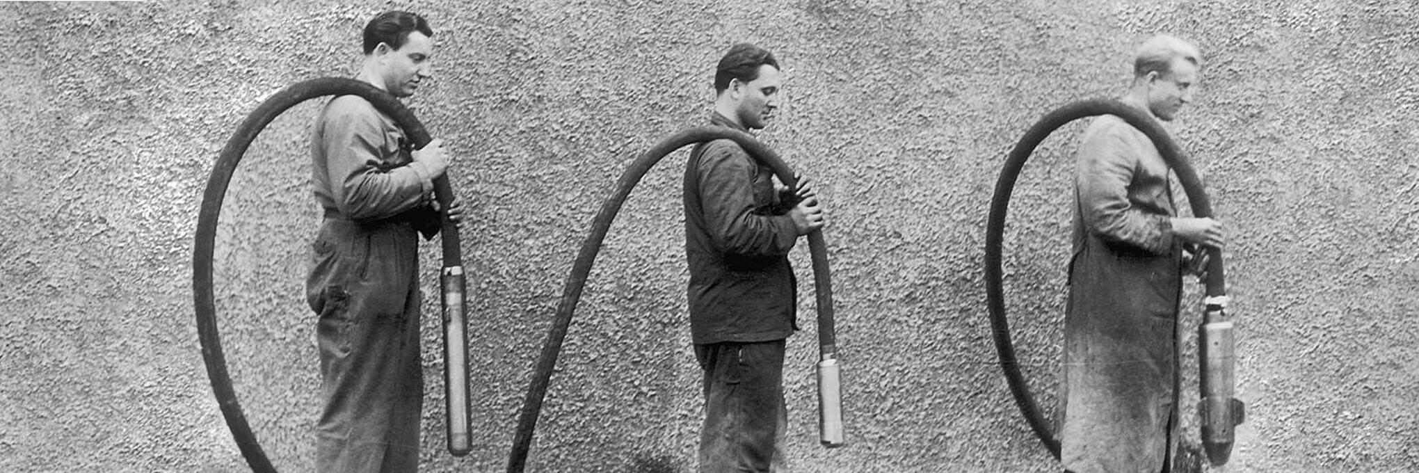 威克诺森首台插入式振动器的历史照片。